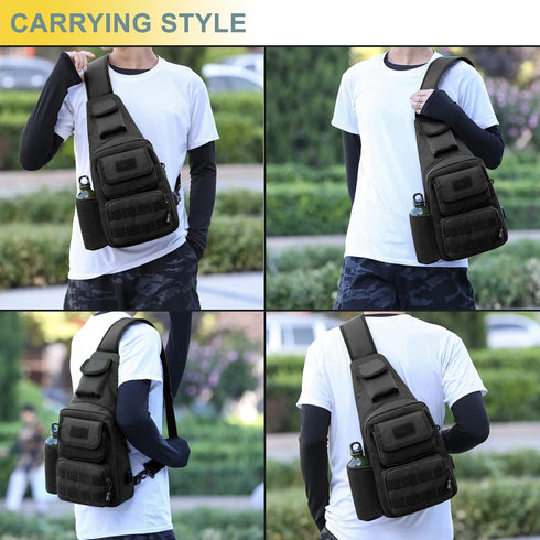 Novemkada 1000D Backpack Daypack Pack Tactical Shoulder Bag - Molle Military Outdoor Chest (Black)