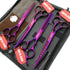 7.0in Professional Pet Grooming Scissors Set, 4pcs Straight & Thinning & Curved Scissors for Dog Grooming (Violet)
