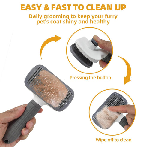 Dog Brush for Shedding, 6 PCS Pet Slicker Hair Brush Kit with Organizer Bag for Dogs and Cats, Grey