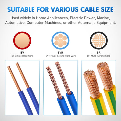 300PCS CE1 22-16 Nilight Closed End Crimp Terminal Gauge Nylon Insulated Closed End Wire Cap Wire Connectors Crimp Cap