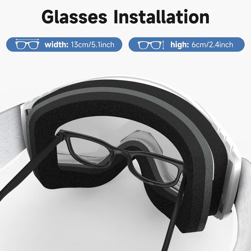 OTG Ski Goggles - Over Glasses Snowboard Goggles for Men Women Adult & Youth by findway