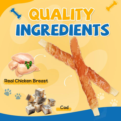 Gazeupon Soft Dog Treats, Healthy Training Treats for Dogs, Rawhide Free Snacks for Small Dogs, Chicken Wrapped Cod