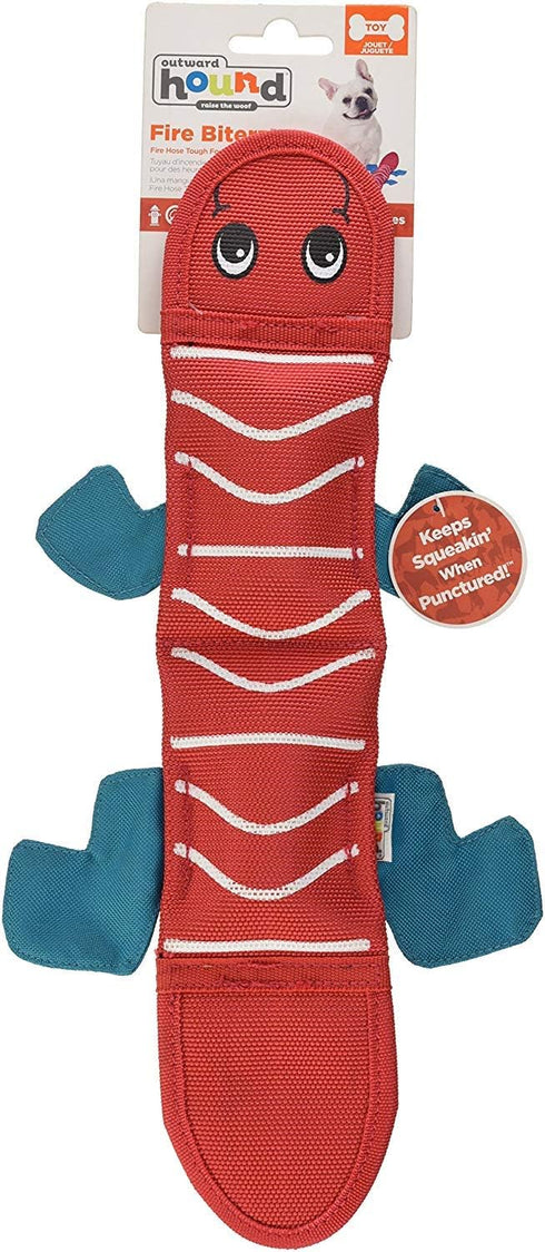 Outward Hound Fire Biterz Red Lizard Plush Interactive Dog Toy, Medium