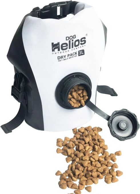 Dog Helios 'Grazer' Waterproof Outdoor Travel Dry Food Dispenser Bag, 3L, White Color