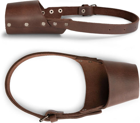 Hide & Drink Leather Dog Muzzle Guard - Secure, Prevents Biting for Pitbull, German Shepherd & Any Breeds (Medium)