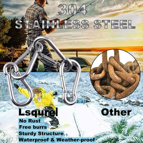Spring Snap Hook, Lsqurel 304 Stainless Steel Carabiner Clips, Heavy Duty Quick Link for Camping & Hiking
