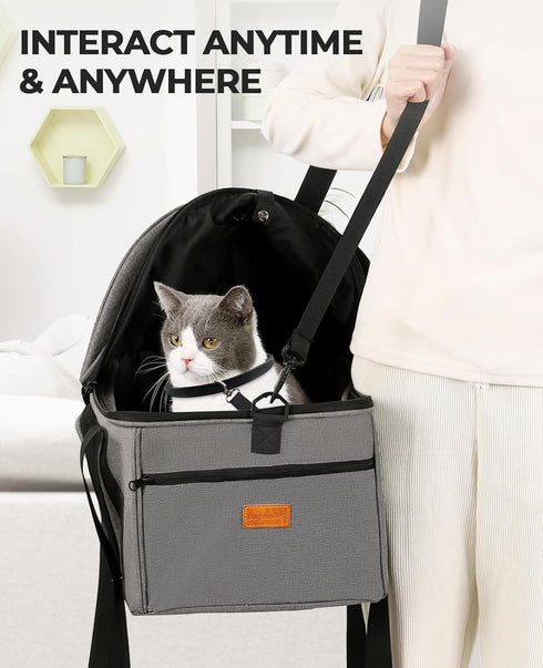 25 lbs, BurgeonNest Top-Expandable Large Cat Carrier, Soft-Sided Cat Bag for Medium & Large Cats Up to Upgraded Small