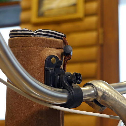 Tourbon Bike Handlebar Pouch, Canvas and Leather Bicycle Water Bottle Drink Cup Holder