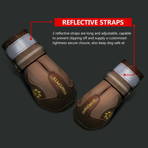 QUMY Dog Shoes for Large Dogs, Medium Dog Boots & Paw Protectors, Waterproof Khaki, Anti-Slip Sole for Winter & Summer