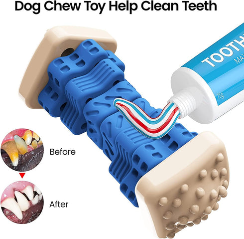 Tough Durable Dog Chew Toys for Aggressive Chewers, Interactive Dog Puzzle Toys with Beef Flavor, Safe Rubber
