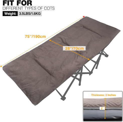 REDCAMP Folding Cot Pads for Sleeping, Extra Thick Rabbit Hair Velvet Cotton Camping Mattress Pad
