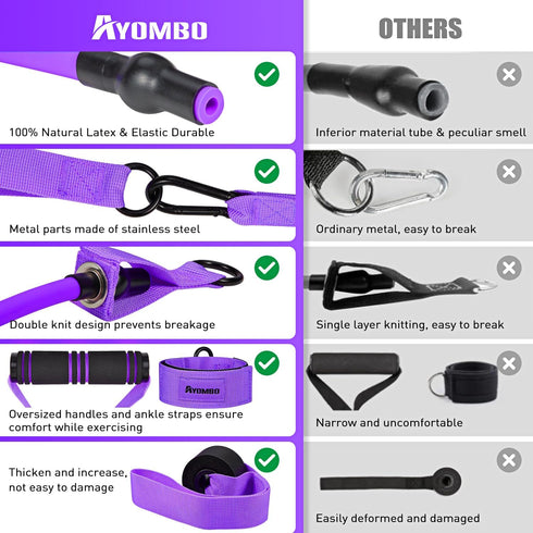 Resistance Bands with Handles, Exercise Bands for Women, Workout Equipment for Home Gym, Training Bands with Door Anchor