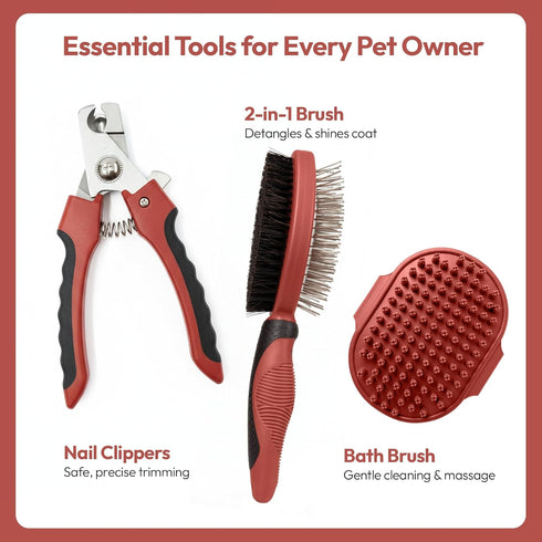 Paw Mountain 2-in-1 PW Pet Grooming Tools for Dogs & Cats- Safe On Skin Easy To Use Dog Grooming Kit with Ergonomic