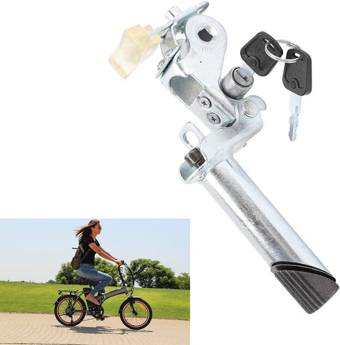 VBESTLIFE Electric Bike Seat Post, Foldable Metal Seatpost with Anti Theft Key Internal Lock for Bike Accessory