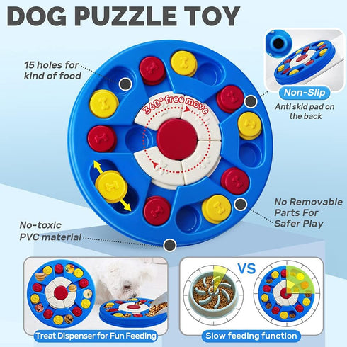 Dog Puzzle Toy, Interactive Game, Mentally Stimulating Treat Dispenser for Large Dogs, Food Grade Material