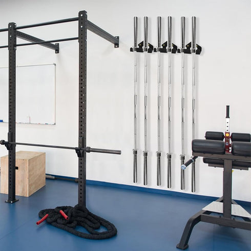 Vertical Barbell Mount Rack, Olympic Barbell Hanger, Double Barbell Holder Wall Mount, Space Saving Garage Gym