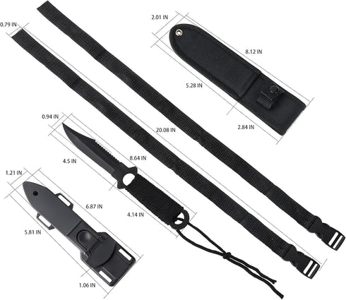 GASHER Scuba Diving Knife with Leg Straps & Sheath, Razor Sharp - Lightweight Diving Equipment for Spearfishing, Snorkeling, Hunting, Rescue & Water Sports