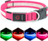 LED Dog Collar, Adjustable USB Rechargeable Light Up Collar, Super Bright Glowing Safety Collars for Dogs (Medium, Pink)