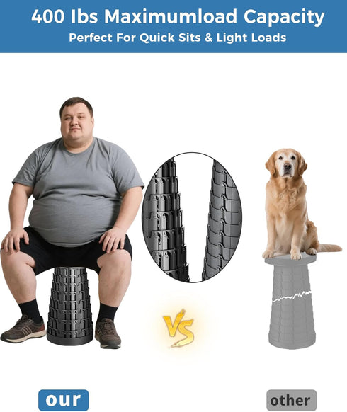 400lbs Upgraded Collapsible Stool with Removable Cushion & Waterproof Carry Bag - Portable Folding Stool for Adults