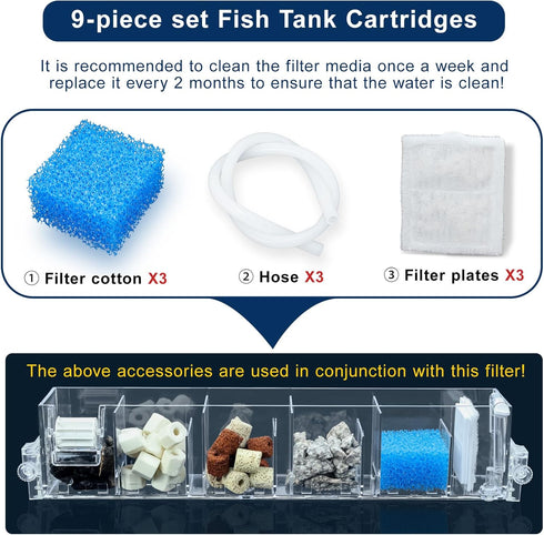 9-Piece Set Fish Tank Cartridges,Filter Cartridges (Filter Media)