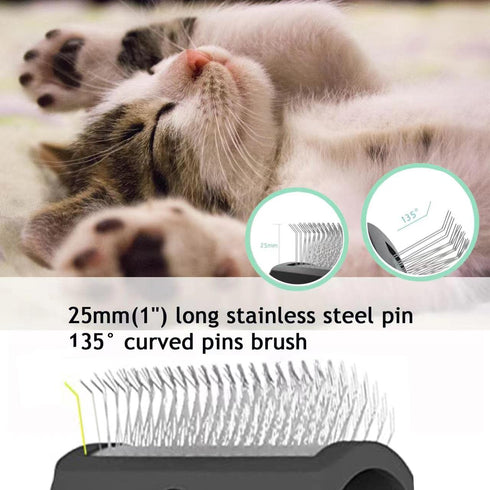 Large Slicker Brush for Dogs & Cats, Extra Long Pin Shedding Brush for Long Haired Pets, 25mm (1"), Black