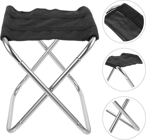 Backpacking, FRCOLOR Portable Foldable Camping Stool Aluminum Alloy Lightweight Folding Fishing Bench with Storage Bag