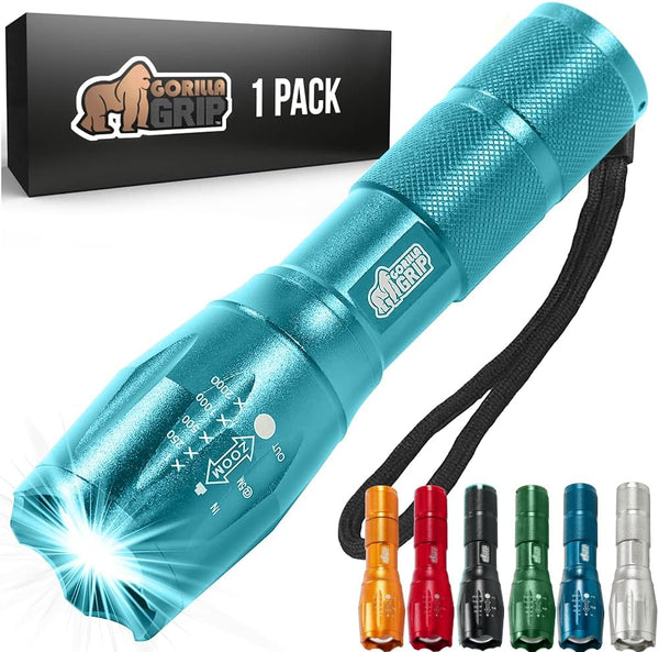 Gorilla Grip Powerful LED Flashlight - 750 FT Water Resistant with 5 Adjustable Modes - High Lumens Ultra Bright Mini