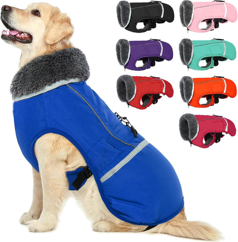 QBLEEV Warm Dog Coat, Waterproof Winter Jacket with Turtleneck & Fleece Lining for Dogs