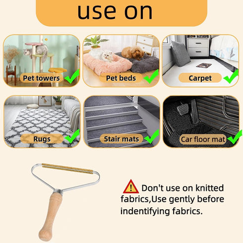 Pet Hair Remover, Multi Fabric Edge and Carpet Fur Rake Scraper, Deep Clean Dog Hair Remover Tool for Couch