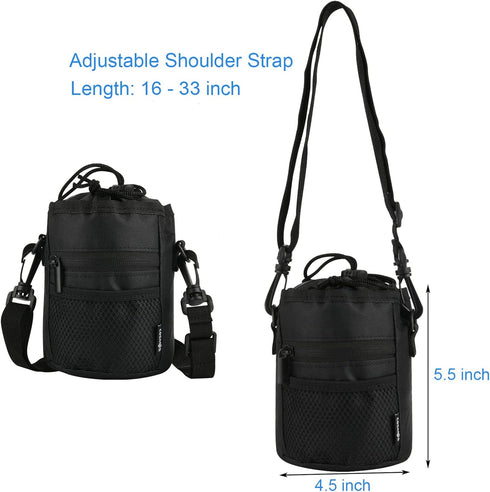 Cosmos Pet Snack Bag, Dog Training Food Pouch with Shoulder Strap and Carabiner, Black, 4.5" x 5.75"