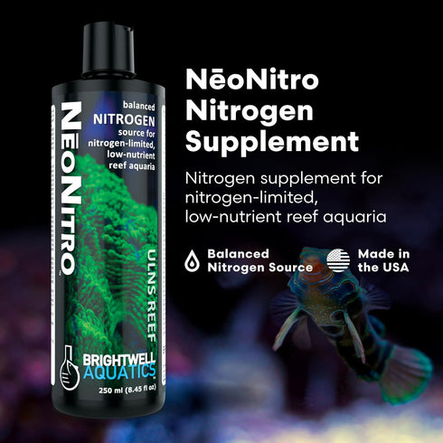 Brightwell Aquatics NeoNitro Balanced Nitrogen Supplement - Reef Nutrient Enhancer for Ultra-Low Nutrient Systems - Aquarium Water Treatments, 16.9 fl oz