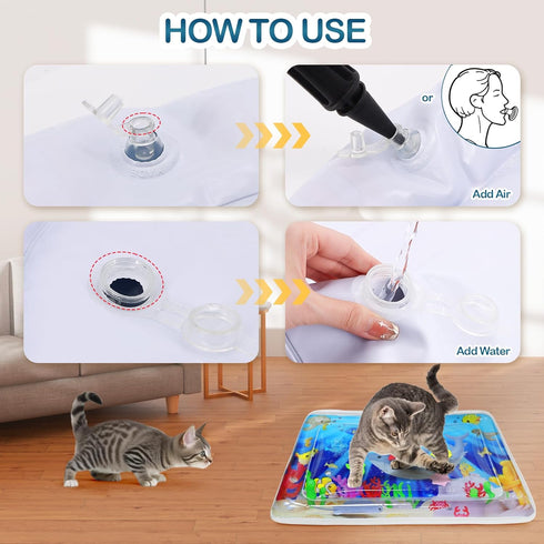 Upgraded Water Sensory Playmat for Cats, Interactive Pet Water Sensory Mat Pad, Thickened Cat Dog Toys for Indoor