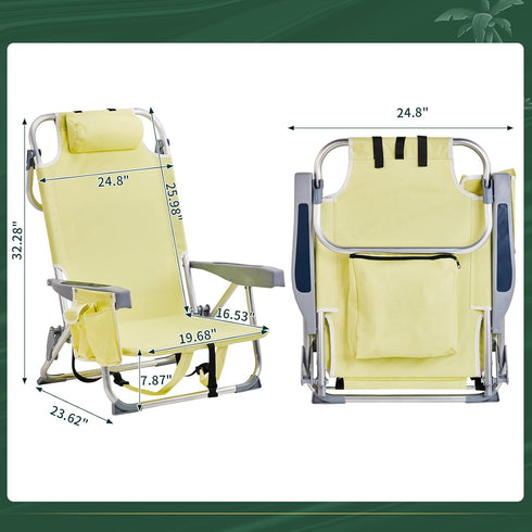300lbs Folding Beach Chair for Adults, Outdoor Beach Portable Lawn Chair Camping Chair,High Back Chairs with Hard
