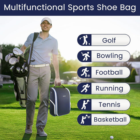 YOREPEK Golf Shoe Bag, 3 Pockets for Socks, Gloves, Tees, Balls, Brush, Zippered Sport Carrier with Ventilation