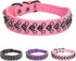 Spiked Studded Dog Collar, Soft PU Leather Squared Spike Adjustable for Small Medium Large Dogs