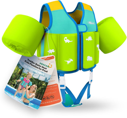 AEOCOO Kids Pool Floaties 1-2-3-5-7-9 Years Old, Toddler Swim Vest 20-30-50-70 Pounds, Comfortable