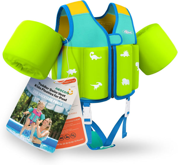 AEOCOO Kids Pool Floaties 1-2-3-5-7-9 Years Old, Toddler Swim Vest 20-30-50-70 Pounds, Comfortable