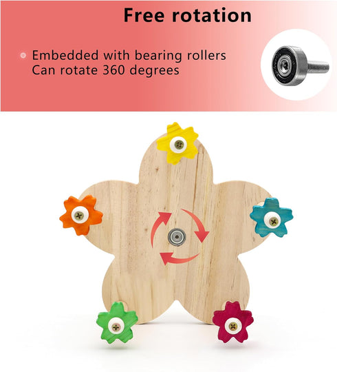 DVHEY 5 Bird Rotating Perch Toy,Durable Unique Wooden Ferris Wheel Parrot Toys with Perches,Bird Cage Accessories