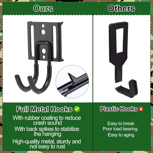 PAMASE Tree Stand Gear Hangers with 3 Metal Hooks, Thick Strap Bow Hanger for Hunting Equipment