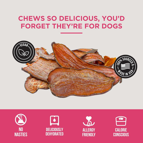 Natural Rapport Sweet Potato Chew, 100% Dehydrated Pet Treats for Dogs (8 oz)