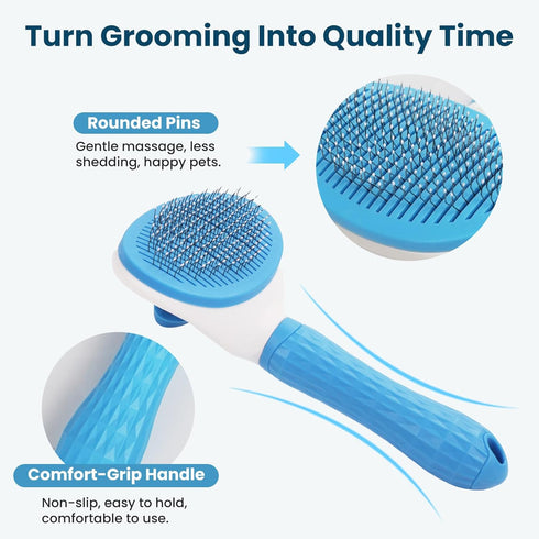 3-in-1 Set Analan Pet Hair Remover & Grooming for Dogs & Cats Self-Cleaning Brush for Shedding, Cat Brush, Metal Fur
