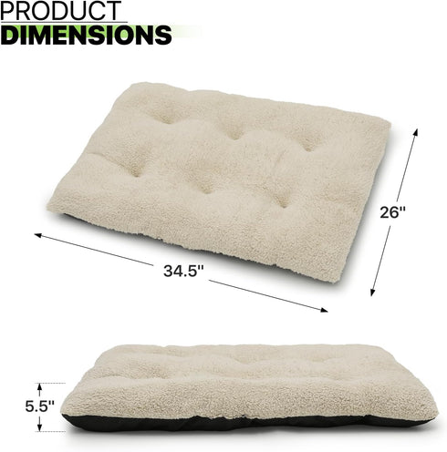 Magshion Medium Dog Bed - Non-Slip Bottom, Warming Cozy Soft Pet Sofa Bed, Machine-Washable, 34.5"x26"x5.5", Beige