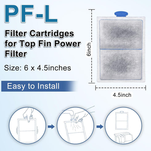 driamor 24 Pack PF-L Fish Tank Filter Cartridges for TOP FIN PF20, PF30, PF40, PF75 Power Filters