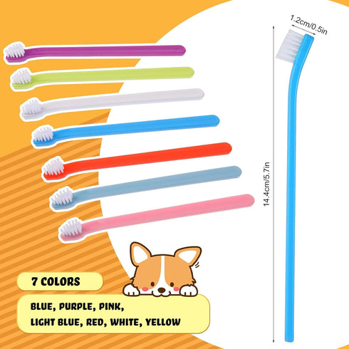 100 Pack (7 Tioncy Pcs Small Dog Toothbrush Bulk Long Handle Pet Toothbrushes with Soft Bristles, Dental Care Teeth
