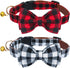 KUDES Adjustable Plaid Dog Collar with Bow, 2 Pack Set, Best Pet Gift for Small, Medium, and Large Dogs, Red & Black