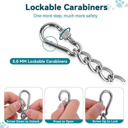 Dog Collar Safety Clip, Heavy Duty Chew Proof Prong Collar Backup Clasp, Stainless Steel Connector for Harness, 8in