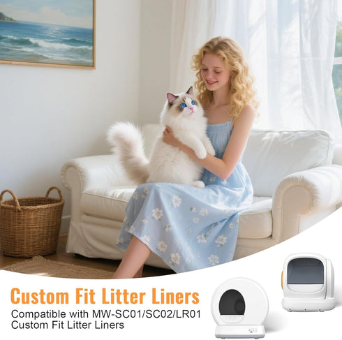 Covociiz 100 Pack SC01/C02/LR01 18.5" 12.6" Cat Litter Box Liners, Compatible with MeoWant Litter Bags, Extra Thick
