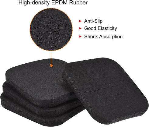 uxcell Treadmill Mat - 3.9"x3.9" Exercise Equipment Mat for Floor Protection, Sound Reduction, Black 4Pcs