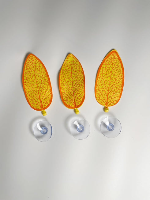 3 Pcs Artificial Plant Leaf Betta Hammock - Fish Rest Bed for Aquariums (Yellow)