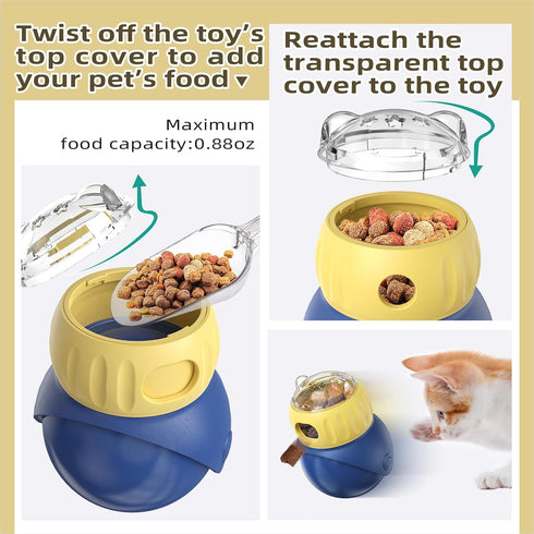 Owl-Shaped Pet Treat Food Dispenser, Adjustable Puzzle Slow Feeder, Interactive Chase Treat Ball for Cat & Dog